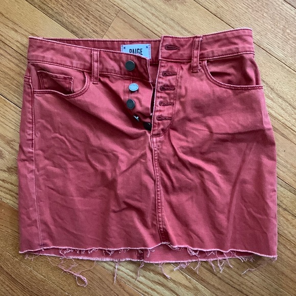 Cute PAIGE red orange denim mini skirt size 26 - perfect for fall back to school - Picture 1 of 6